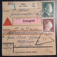 Karte Paketkarte 481 Hals über Tachau MiF Deutsches Reich (3082