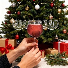 2x Weihnachtsurlaub Elch-Becher Klar Glas National Lampoon's Xmas Geschenk