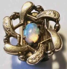 D0584 - Uhrenketten Schieber aus Tombak - 1 Vollopal- Jugendstil Antikschmuck