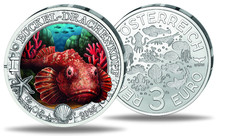 Österreich 3 Euro 2025 Buckel-Drachenkopf Cu/Ni hgh Meereswelten Farbe #12