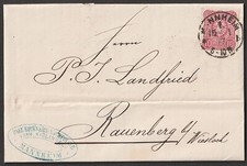 Mannheim 15. 1. 1877 " Heimatbeleg " von P. Eichners an Landfried in Rauenberg