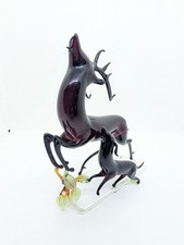 LAUSCHA BIMINI GLAS FIGUR HIRSCH mit HUND 1930er Jahre