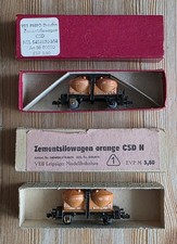 VEB Leipziger Modellbahnbau + VEB Prefo Spur N - 2 Zementsilowagen CSD mit OVP