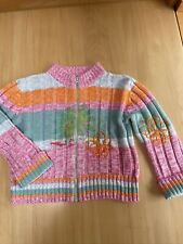 cakewalk Strickjacke gestreift Blumen bestickt rosa türkis gestreift Gr140 NP70€