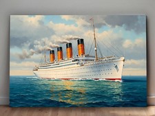 Historischer Ozeandampfer auf hoher See , Druck auf Leinwand,