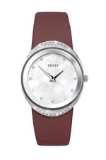 Sekonda Seksy Damenuhr 30 mm rund silber Analog mit rotem Armband