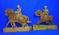 Vintage German Wood Fretwork Soldier with Horses Motiv WW II World War 2 #J3