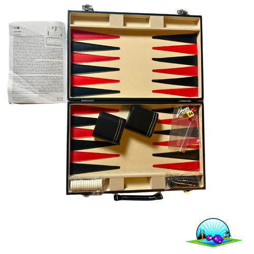 Backgammon kunstleder koffer - backgammon, kunstleder-koffer