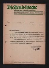 BERLIN, Brief 1935, Die Textil-Woche Offizielles Organ Textil-Presse Verlags Gmb