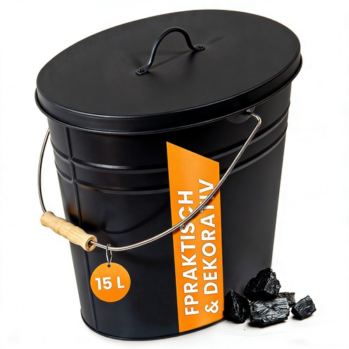 Ascheeimer 15l schwarz oval - 15l-schwarz,