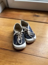 Turnschuhe Germina Stoff Gummisohle Retro DDR Blau Weiß Größe 25 Vintage