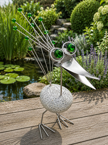 Edelstahl vogel granit - edelstahl,