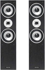 350W Stand HiFi Turm Lautsprecher Dual 6,5" Bassreflex Holz Schwarz Paar