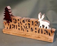 Weihnachtsdeko Holz FROHE WEIHNACHTEN Schriftzug 30 cm Mangoholz