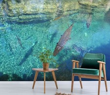 3D See Fisch Q2082 Tapete Wandgemälde Fototapete Selbstklebend Panda