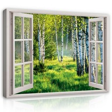 FENSTERBLICK WALD NATUR Wandbilder Fenster Leinwand Bilder Canvas Wohnzimmer 21