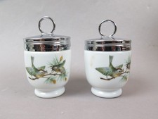 2 x Royal Worchester Eierkocher Egg Coddler, Vogel-Motiv Porzellan 9 cm H
