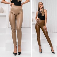 Leggings Kunstleder Leggins Hose Unifarben Motiv Lederoptik Damen BOLF Casual