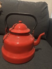 Vintage 60er rote Emaille Kaffeekanne Teekanne Kanne mit Deckel