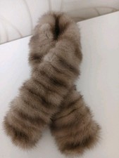 Pelzschal Kragen Rundschal Halswärmer Nerzschal Collier Grau  Magnetverschluss