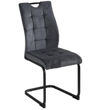 Freischwinger Schwingstuhl Esszimmerstuhl Grau Mikrofaser Webstoff Metall