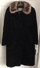 Vintage Pelzmantel, Lamm/Schaf schwarz, Gr. 44/46, 104 cm, makellos ungetragen