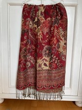NEU! Wunderschöner Schal Tuch Stola 180 cm x 68 cm mit Fransen und Goldfäden