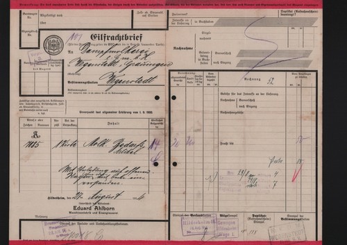 Eil frachtbrief 1914 - 1914,, eduard