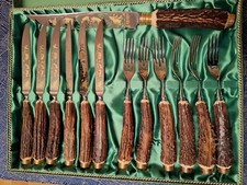 Hirschgeweih Besteckset Anton Wingen Jr Solingen Rostfrei 6 Pers. Gabel Messer