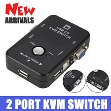 USB VGA KVM Switch Umschalter Box 2 Port für Tastatur Maus Monitor Sharing PC
