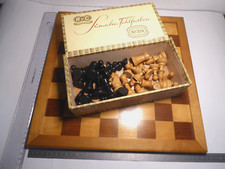 antik Schachfiguren Holz Schachspiel Schachbrett 37x37cm Holz König 7,3cm 1056 g