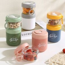 Doppellagige Suppentasse Haferflocken Tasse mit Löffel Edelstahl Frühstück Milch Schüssel