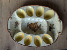 Ovaler Eierteller Majolika Keramik Eierplatte Ostern 28,5 x 22 cm