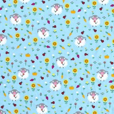Baumwollstoff Schäfchen klein ab 0,5mhellblau Schafe