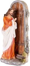 Jesus klopft an der Tür 30 cm Statue Skulptur Polyresin Handbemalt Weihnachten