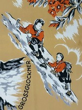 Tuch Halstuch 80 x 77 cm, mit Motiven aus den österreichischen Alpen. Vintage 