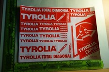 Alter Aufkleber Sport Ski Zubehör Skier TYROLIA 1 Bogen (groß) Konvolut