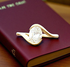 Ehering 18k Gelbgold 1,00 Ct Zertifiziert IGI GIA Lab Created Diamant Oval