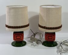 2 Vintage Lampen Retro Mid Century Shabby Chic Style Leuchten Grün / Orange HL