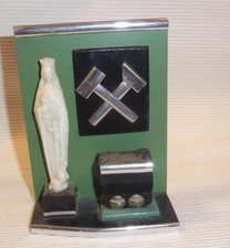 Bergbau Schreibtischobjekt Aufsteller Hl. Barbara - Lore - Hammer und Schlegel