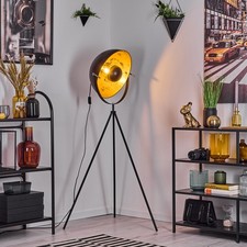 Retro-Stehleuchte & Bodenlampe E27 aus Metall  in Schwarz & Gold Industrial