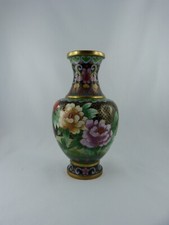 Vintage Cloisonne Vase, China Emaille Blumen, Höhe ca. 16 cm