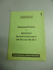 MENGELE Spezial-Ladewagen LW 20 u. LW 20 S   Original  Ersatzteil-Liste 1967