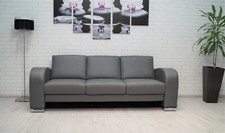 Graues Echtleder 3 er Sofa