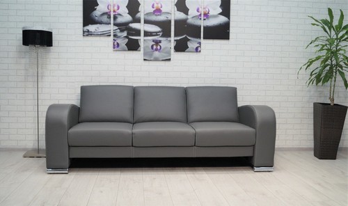Graues echtleder sofa - echtleder, 3