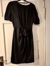 Vintage Bruce Oldfield 1992 schwarz gepunktetes Seiden-Wackelkleid – Größe 10