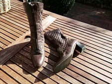 Everybody extravagante Granny Leder Stepp Stiefel Stiefeletten Booties braun 40