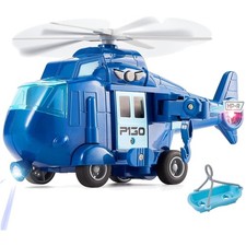 Kinder Hubschrauber Spielzeug Blau mit Licht Sound Drehpropeller ab 3 Jahre