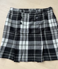 Faltenrock Wollrock A-Linie ausgestellt schwarz-weiß kariert gefüttert Gr 42