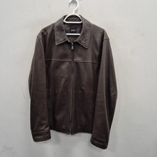 Hugo Boss Braun Weiches Lammleder Flieger Kragen Mantel Jacke Gr UK 54 Herren